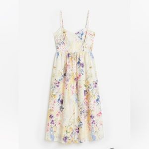 H&M White Floral Linen-blend Dress Summer 2023 SOLD OUT M
